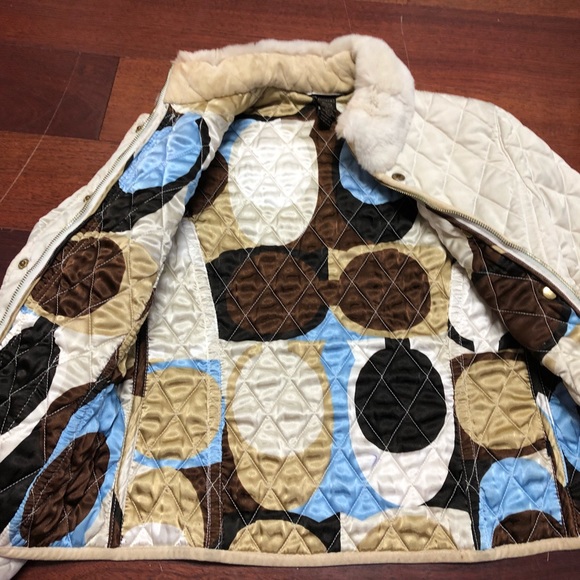 Winter White Coach jacket with rabbit fur - Picture 6 of 8